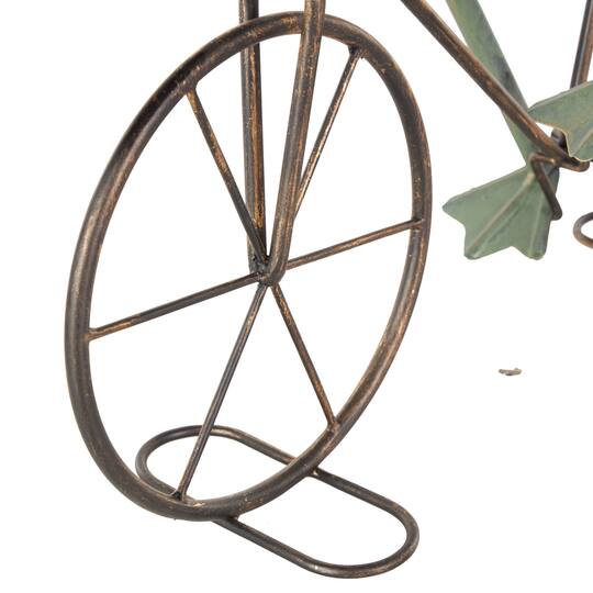 19.5" Frog on Bicycle Metal Garden Sculpture with Gold Accents